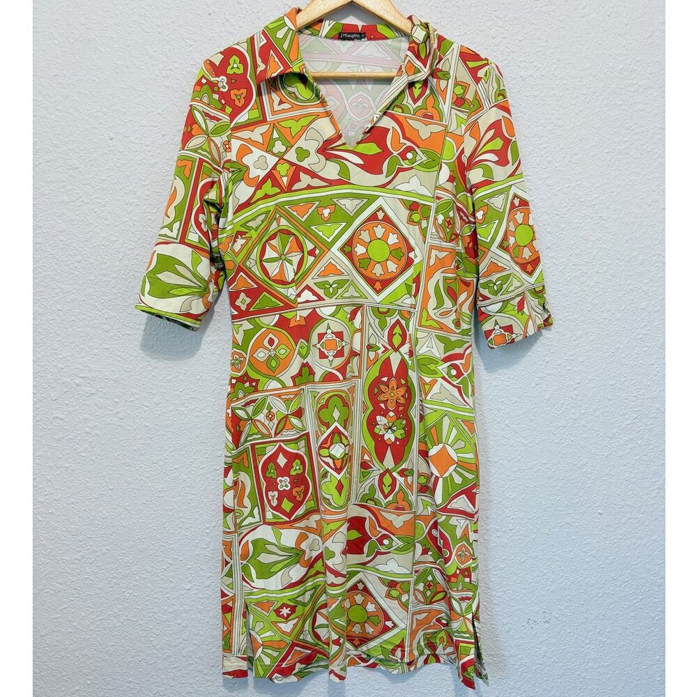 J. McLaughlin Catalina Cloth Dress Funky Orange Green Vacation